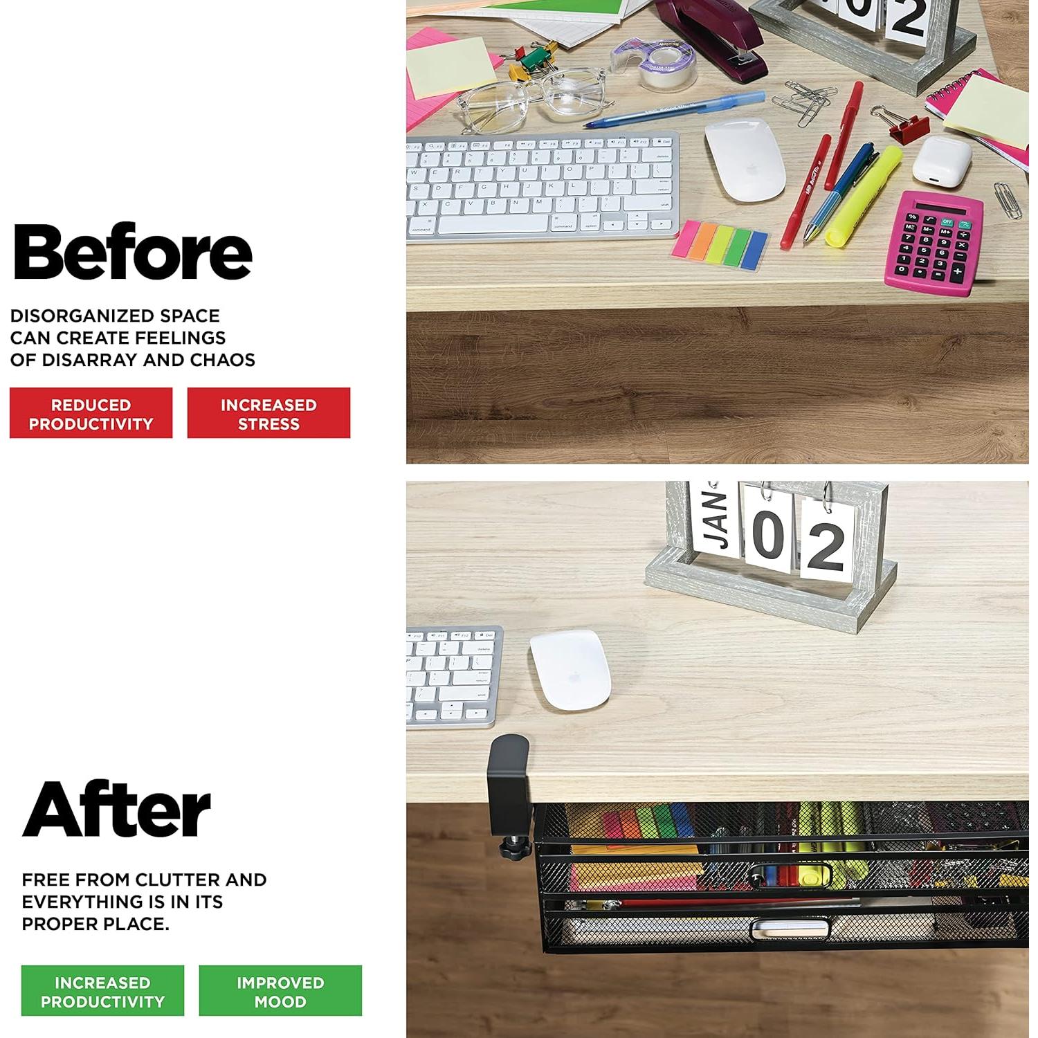 Organizador de Cajones Bajo Escritorio Homeify, 2 Cajones de Metal