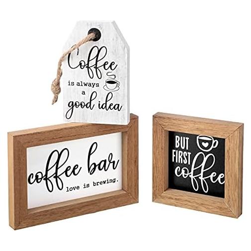 3 Carteles de Madera Decorativos Jetec para Café Rústico