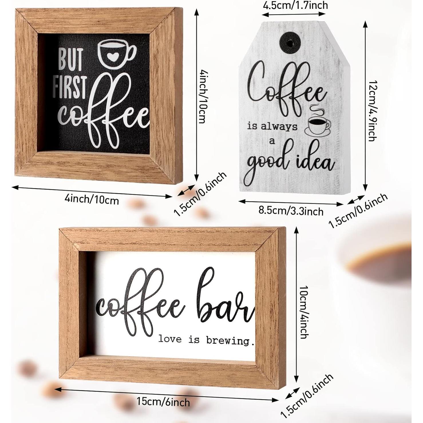 3 Carteles de Madera Decorativos Jetec para Café Rústico