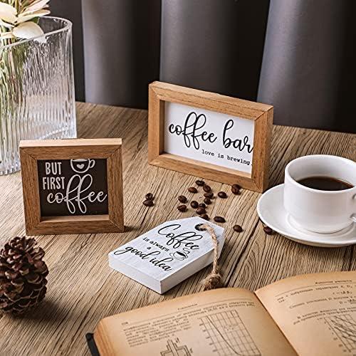 3 Carteles de Madera Decorativos Jetec para Café Rústico