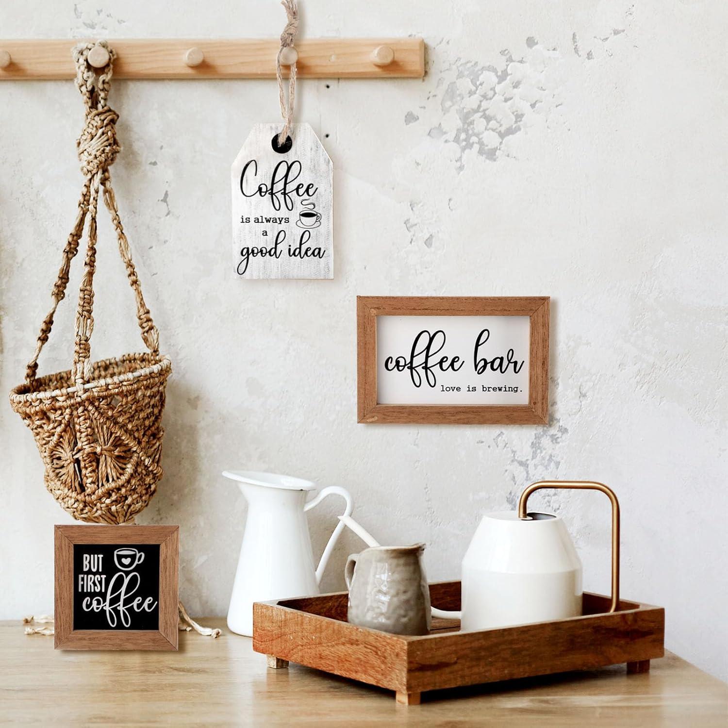 3 Carteles de Madera Decorativos Jetec para Café Rústico