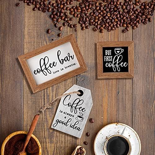 3 Carteles de Madera Decorativos Jetec para Café Rústico