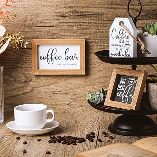 3 Carteles de Madera Decorativos Jetec para Café Rústico