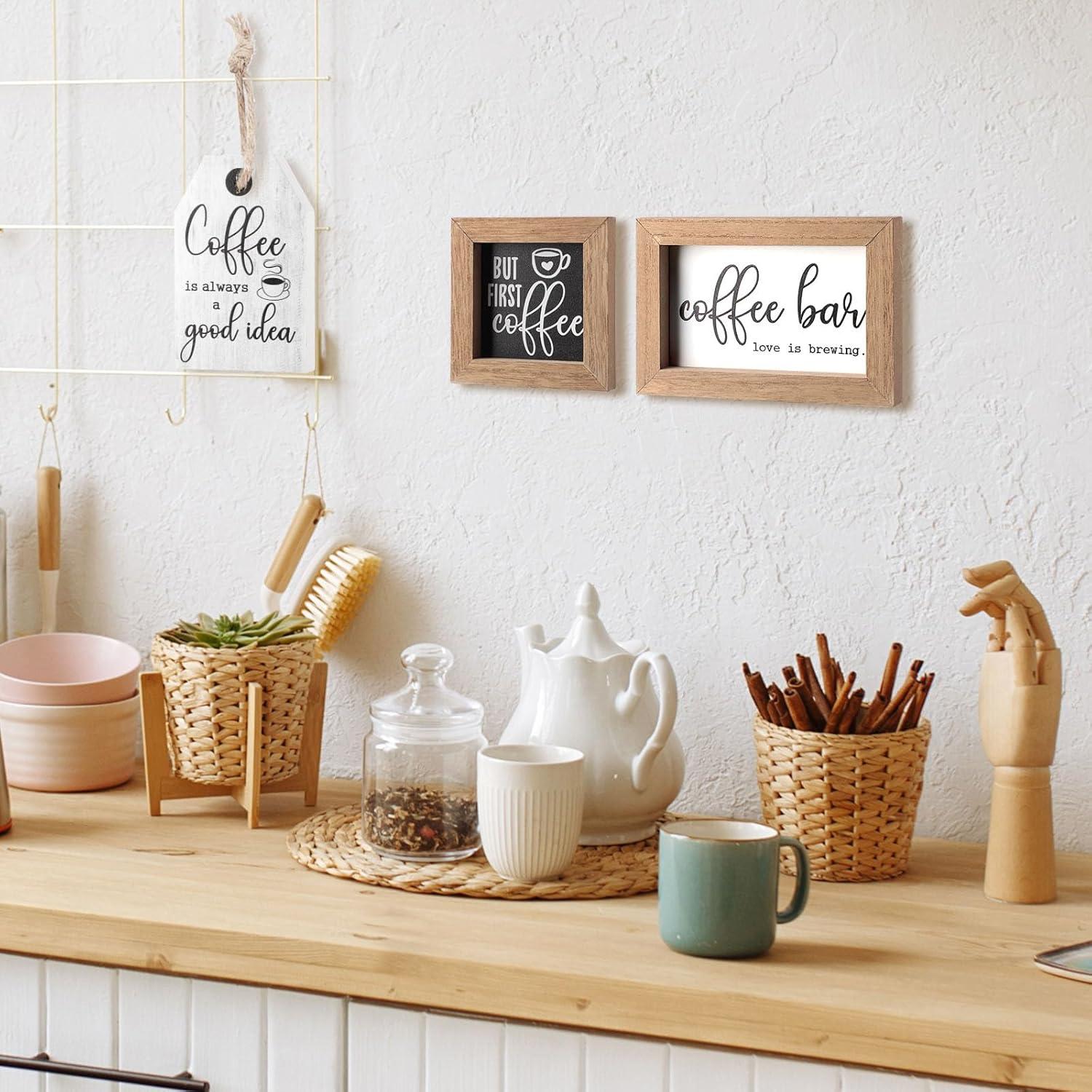 3 Carteles de Madera Decorativos Jetec para Café Rústico