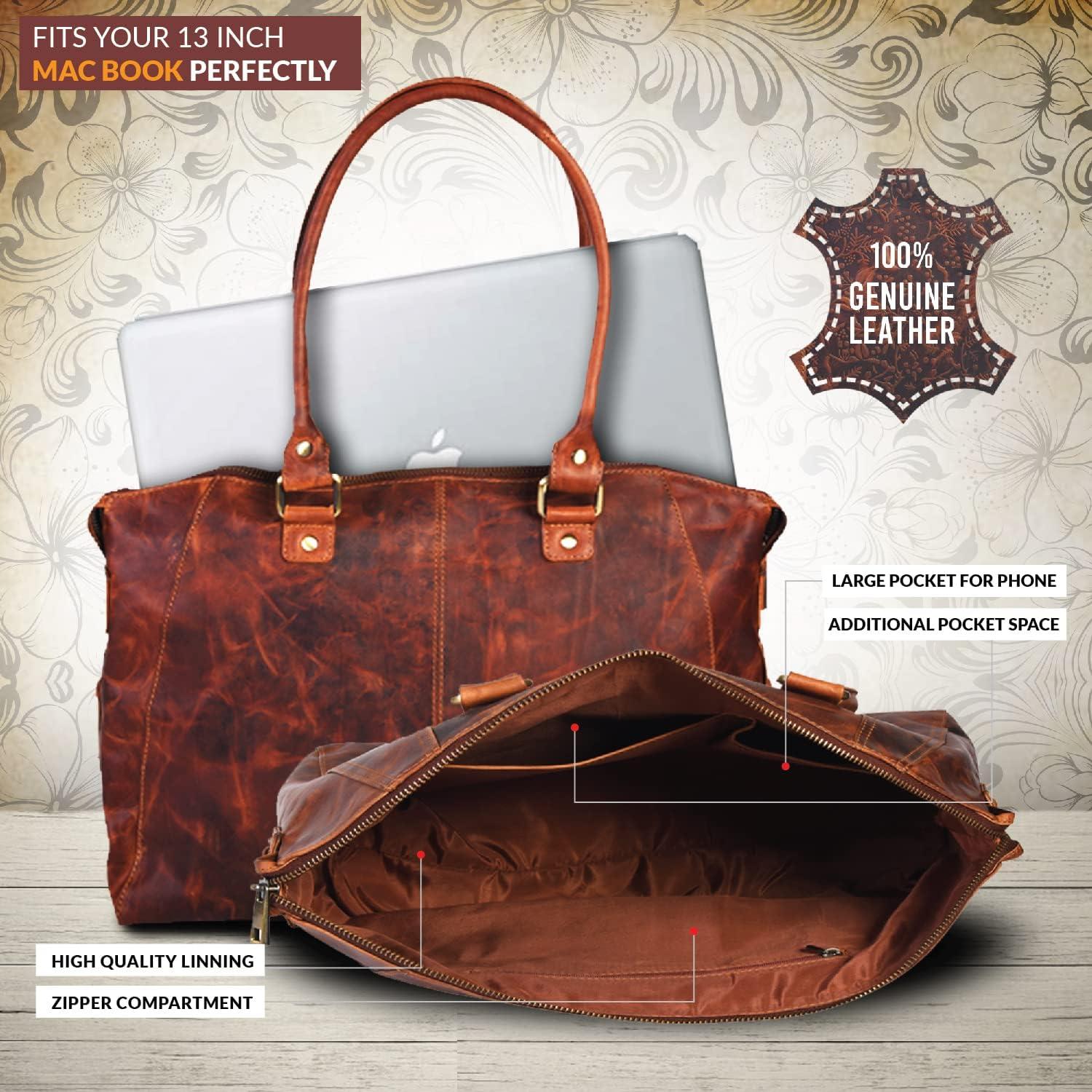 Bolso Tote de Cuero VALENCHI para Mujeres - Cognac Vintage