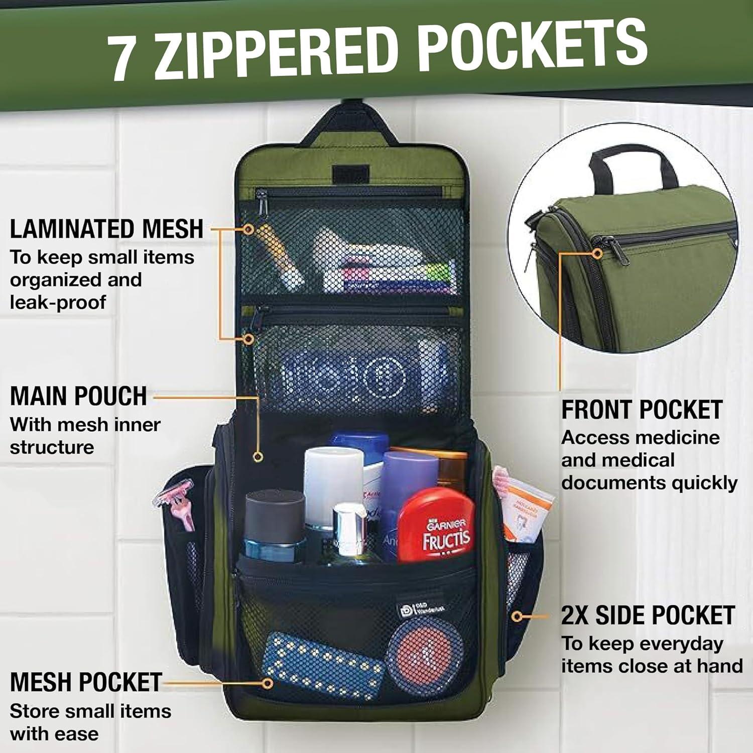 Bolsa de Aseo Colgante D&D Verde Bosque – 10 Compartimentos