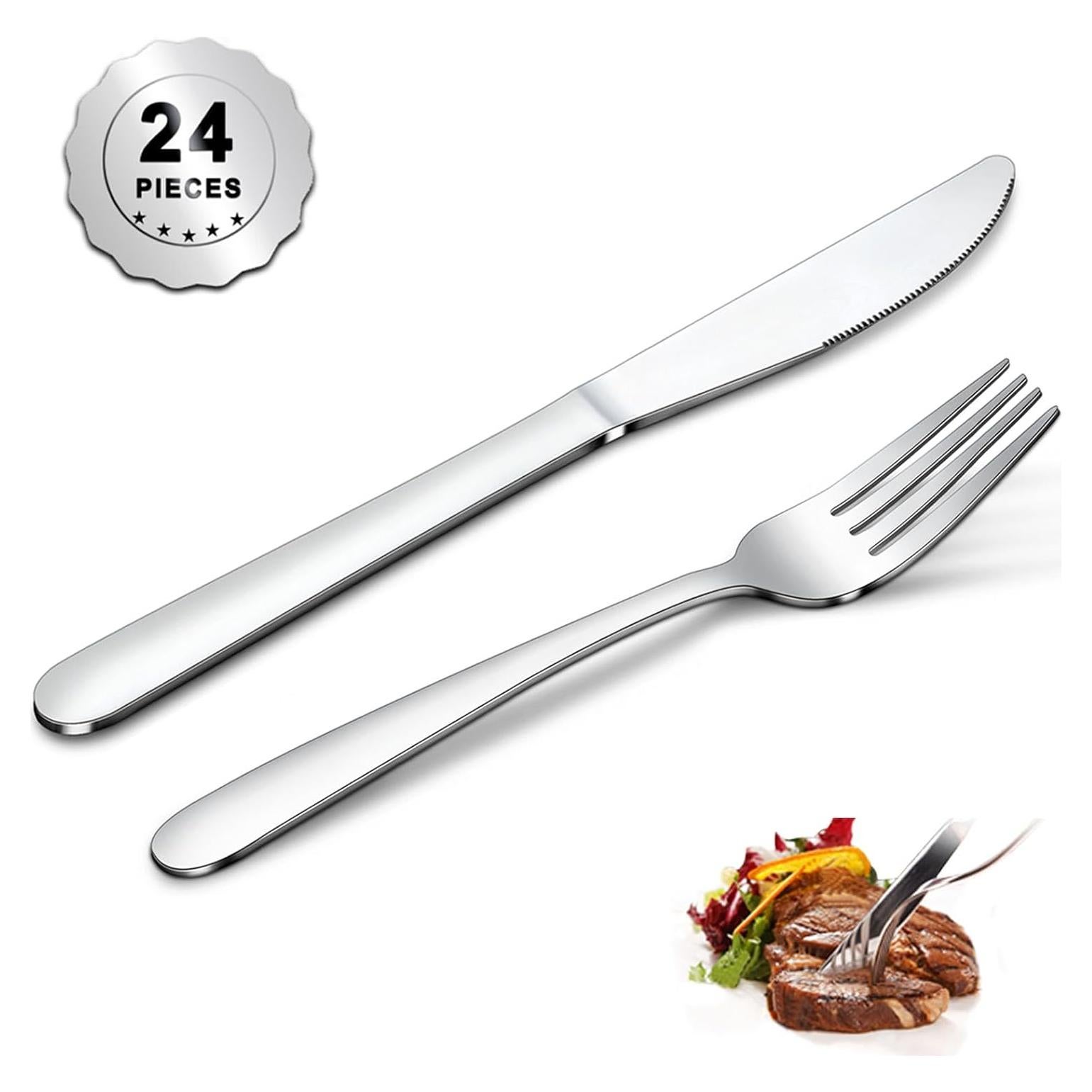 Juego de 24 Piezas de Cubiertos Gymdin - Acero Inoxidable Pulido