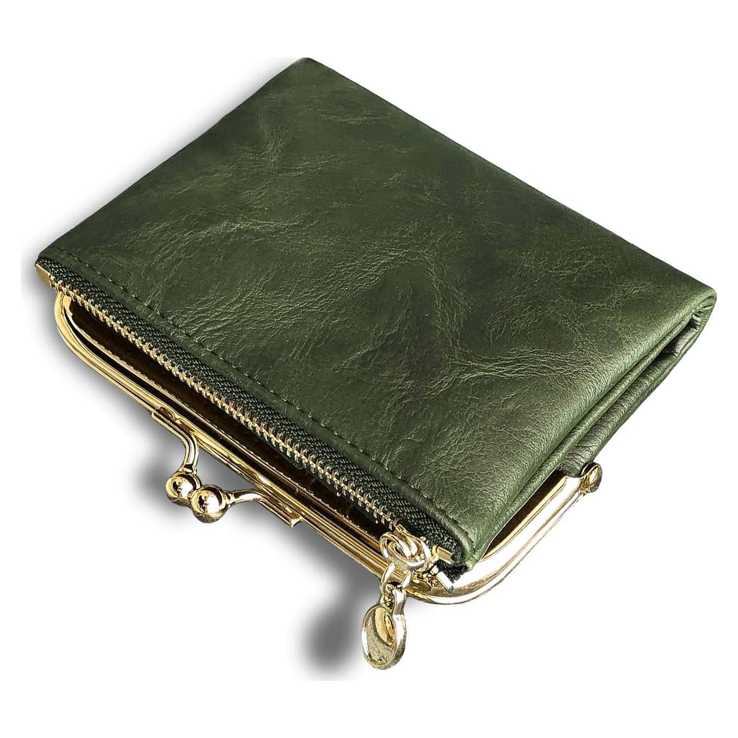 Billetera Bifold AOXONEL Verde para Mujeres RFID Compacta