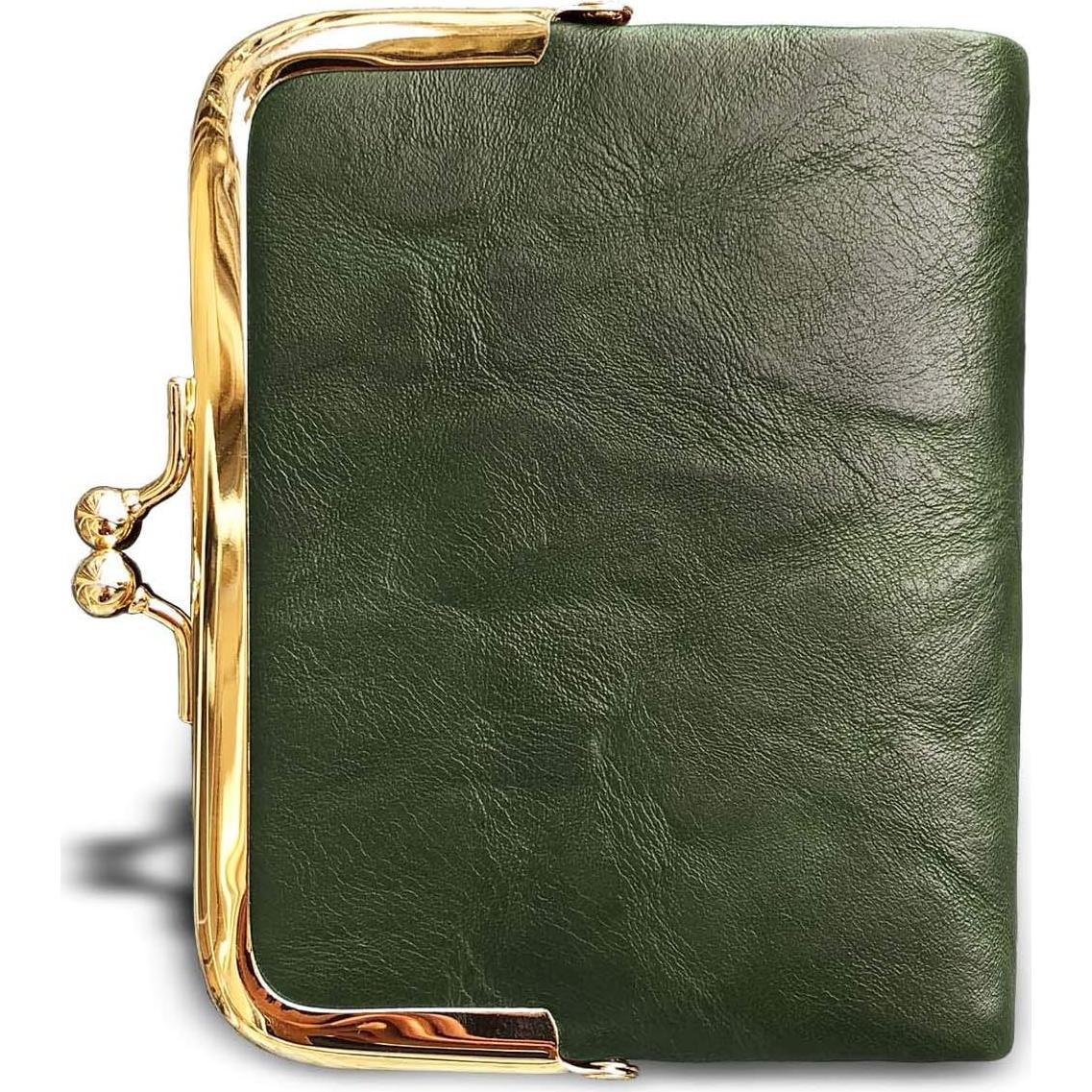 Billetera Bifold AOXONEL Verde para Mujeres RFID Compacta