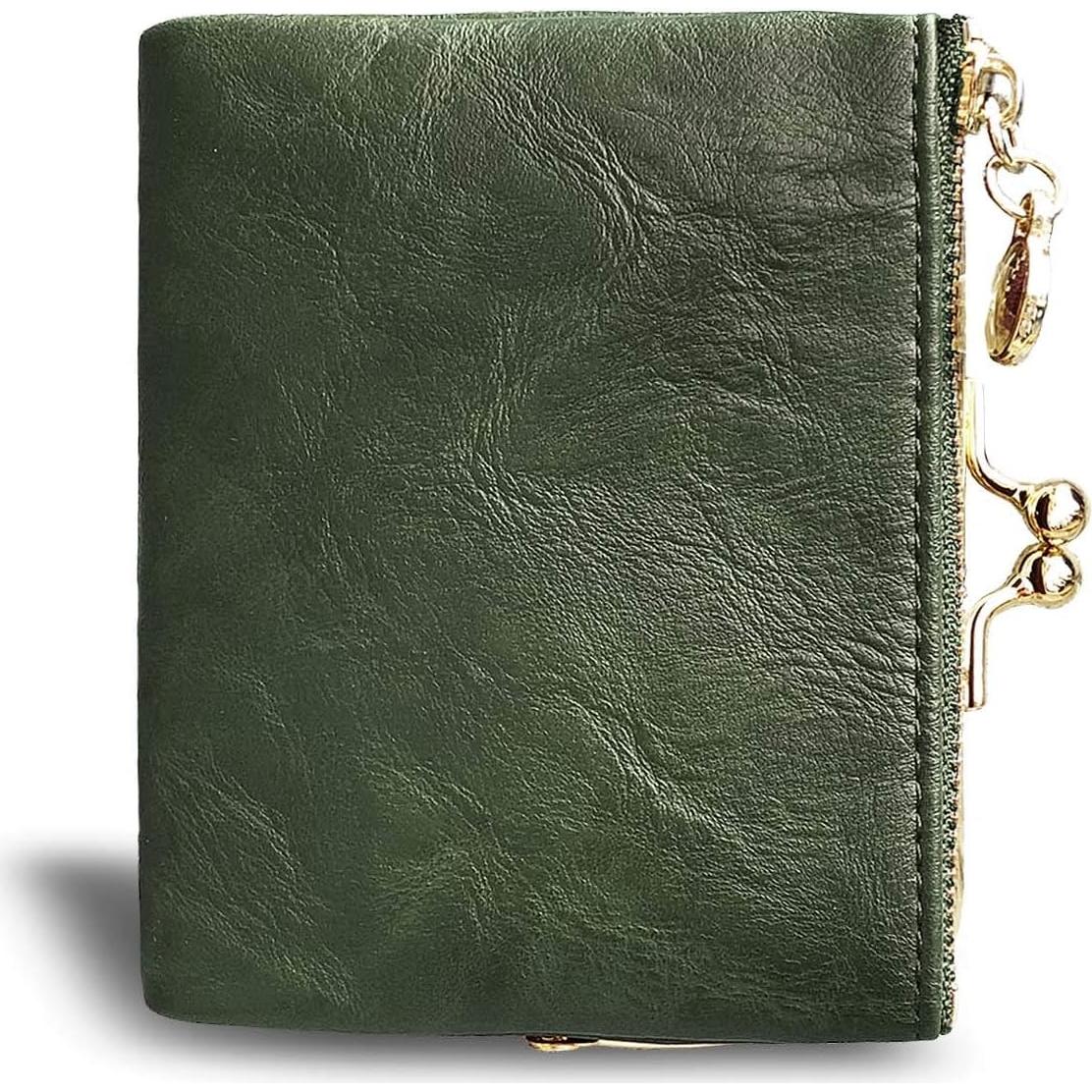 Billetera Bifold AOXONEL Verde para Mujeres RFID Compacta