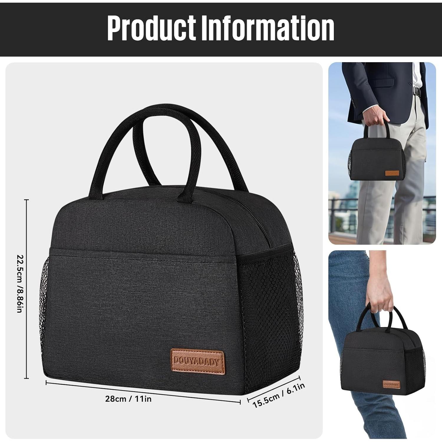 Bolsa de Almuerzo Aislante Douyadady Negra 27.4x16x22.4cm