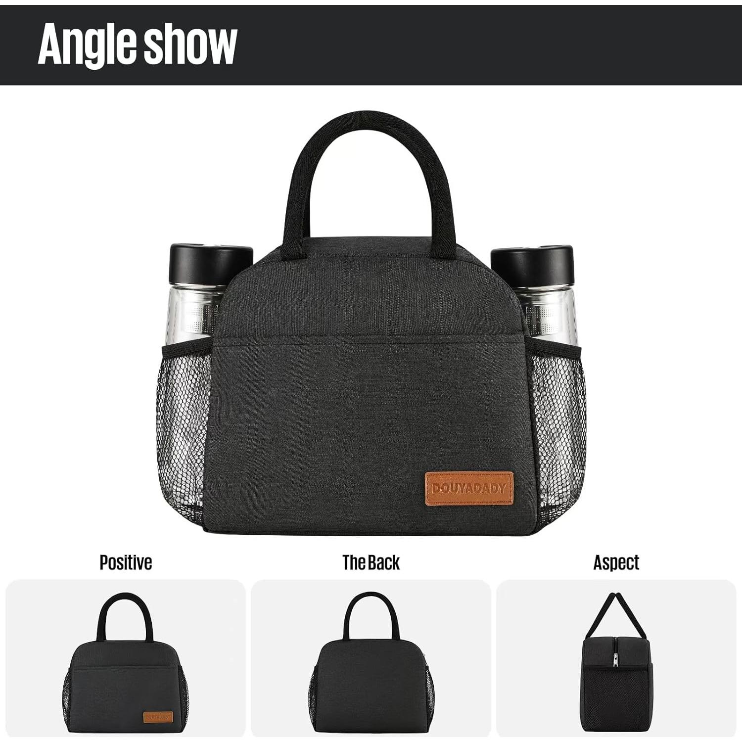 Bolsa de Almuerzo Aislante Douyadady Negra 27.4x16x22.4cm