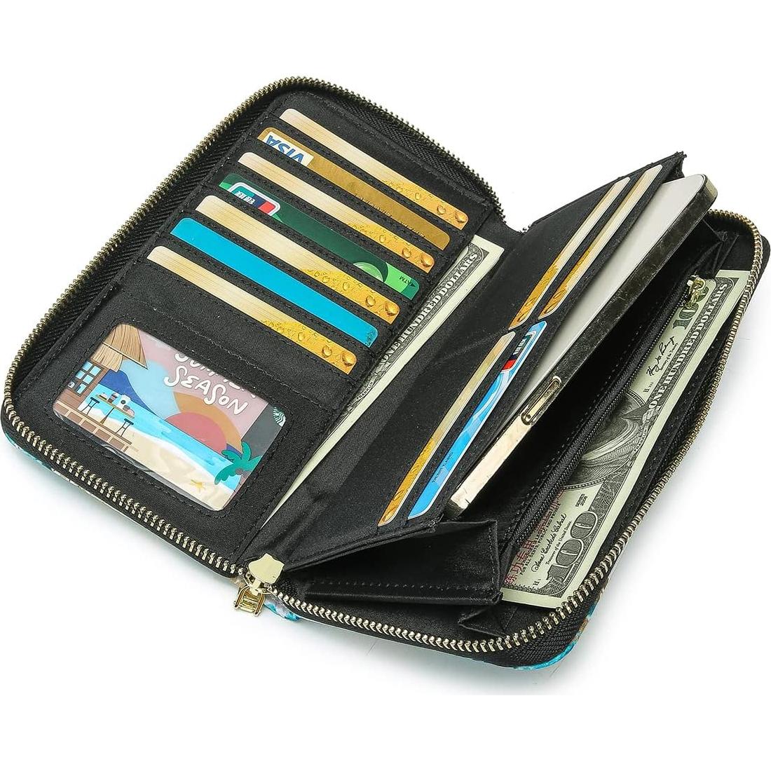 Cartera Bifold RFID para Mujeres Cambridge Blue 10.92x20.32cm