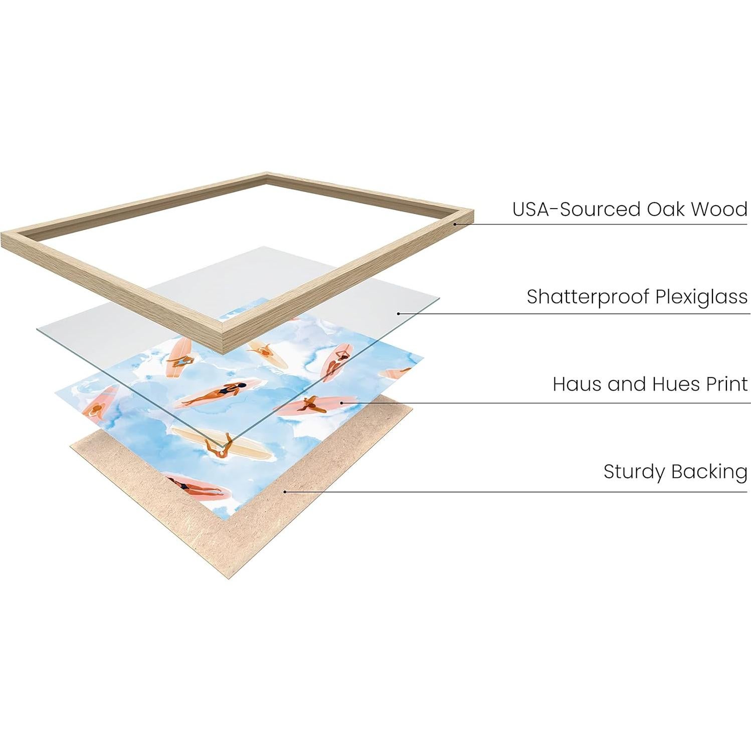 Arte de Pared Surfista Haus and Hues 30x40 cm Marco Beige