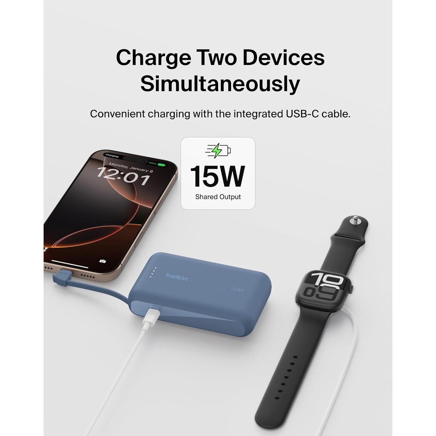 Batería Externa Belkin 10K PD 20W USB-C Carga Rápida