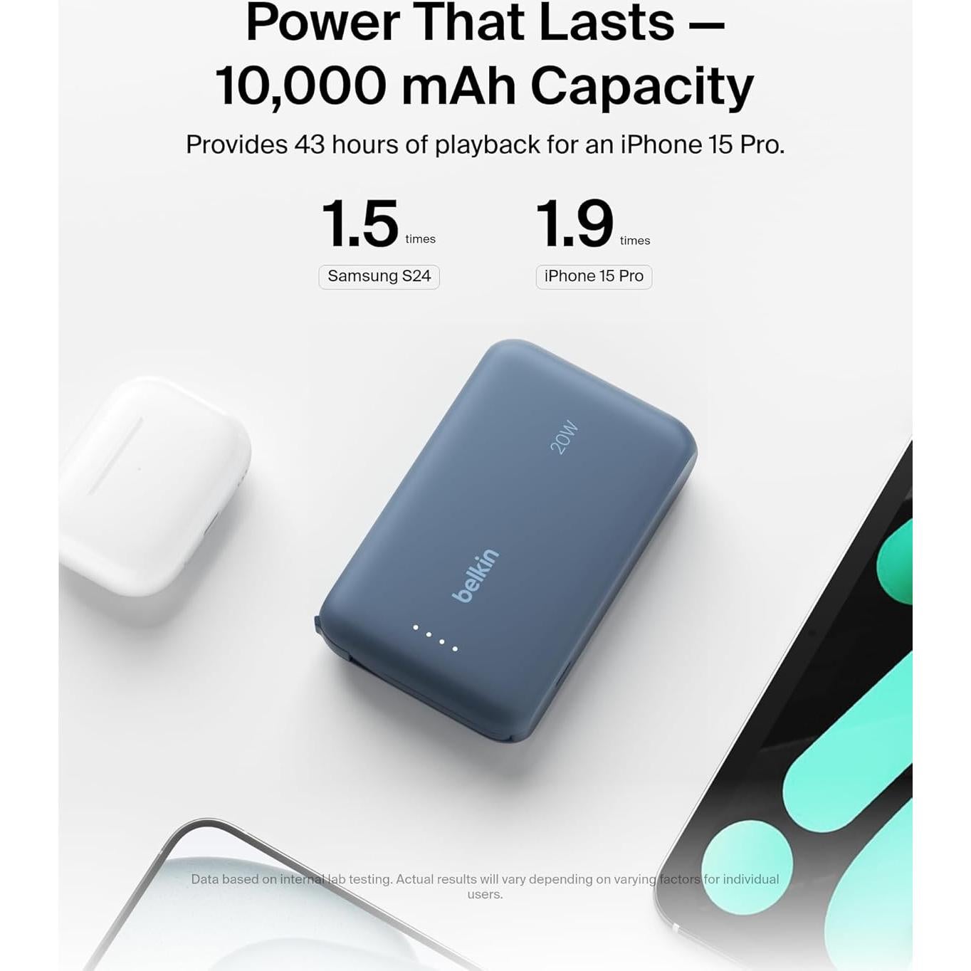 Batería Externa Belkin 10K PD 20W USB-C Carga Rápida