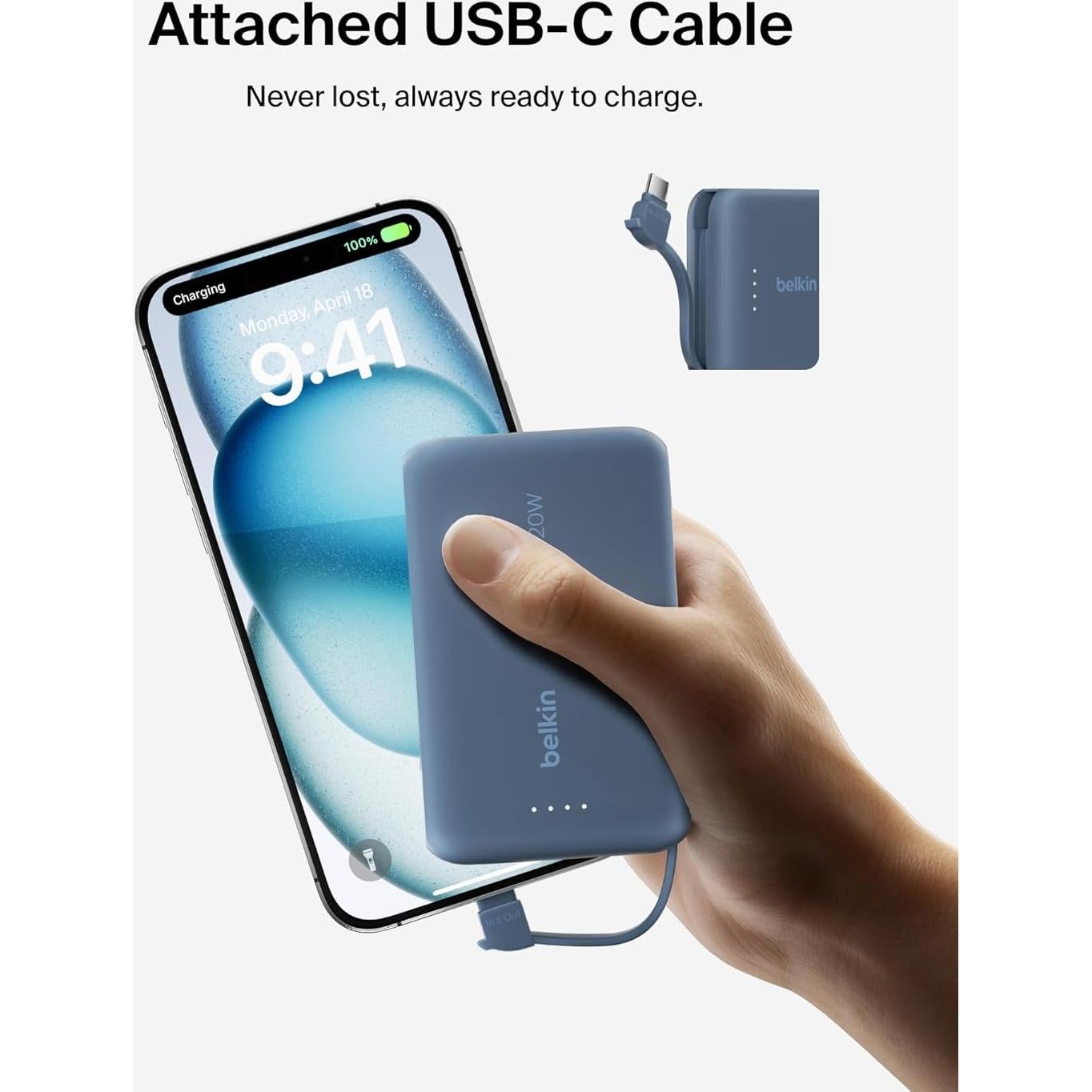 Batería Externa Belkin 10K PD 20W USB-C Carga Rápida