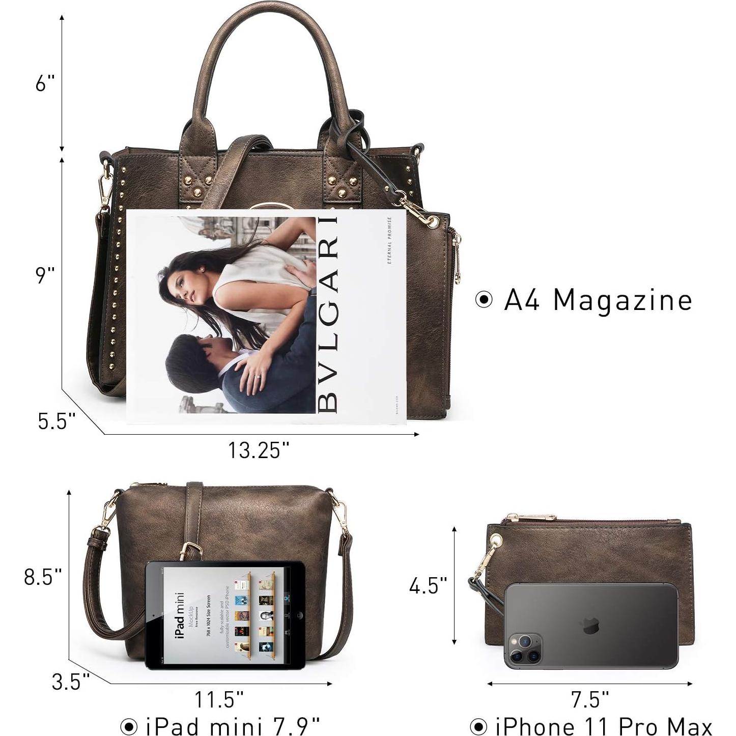 Conjunto de bolsos Dasein 3 piezas en bronce para mujer