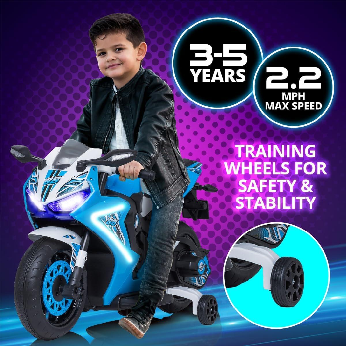 Motocicleta Eléctrica Kid Trax 6V Glow Azul para Niños