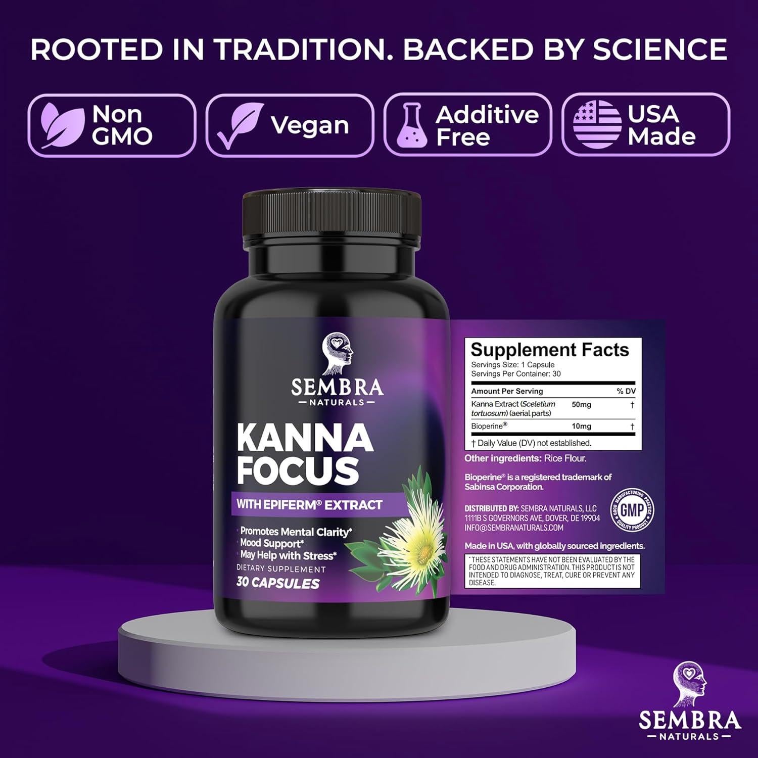 KANNAFOCUS Extracto Natural de Kanna 50mg - 30 Cápsulas