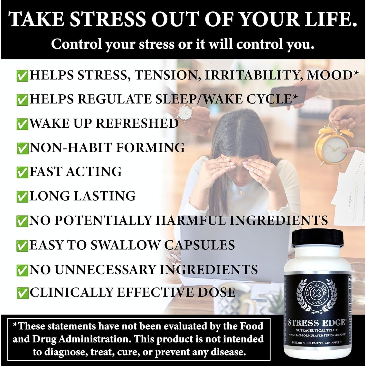 Suplemento Natural Stress Edge 30 Cápsulas - Alivio del Estrés