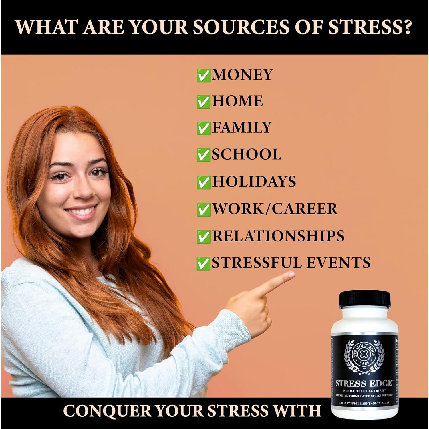 Suplemento Natural Stress Edge 30 Cápsulas - Alivio del Estrés