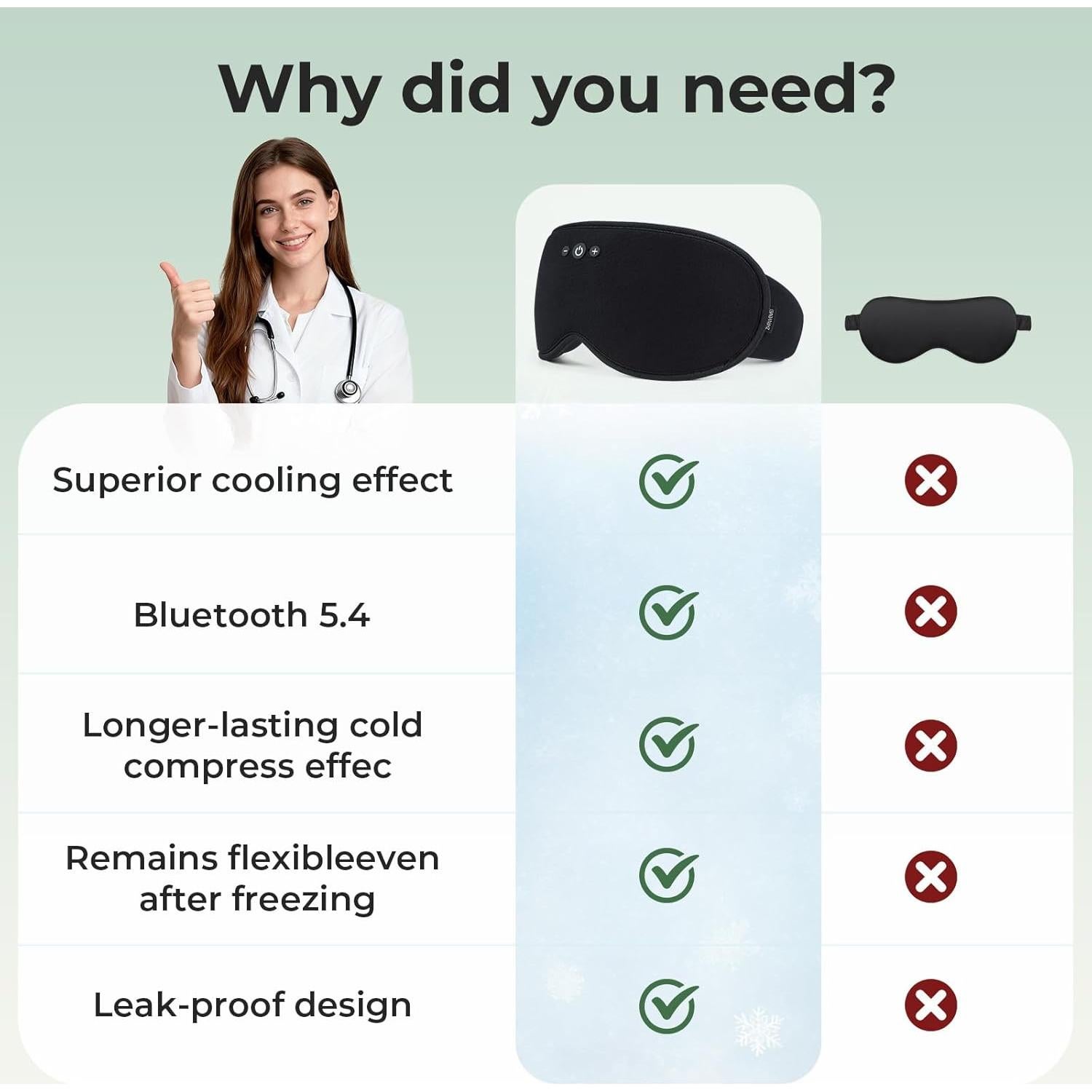 Máscara de Sueño ZHENYEMEI con Auriculares Bluetooth 3D