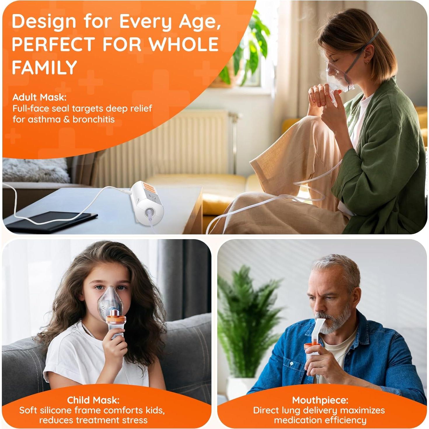 Nebulizador Portátil SANLANDOR para Adultos y Niños - Ajuste de Velocidad y Tiempo