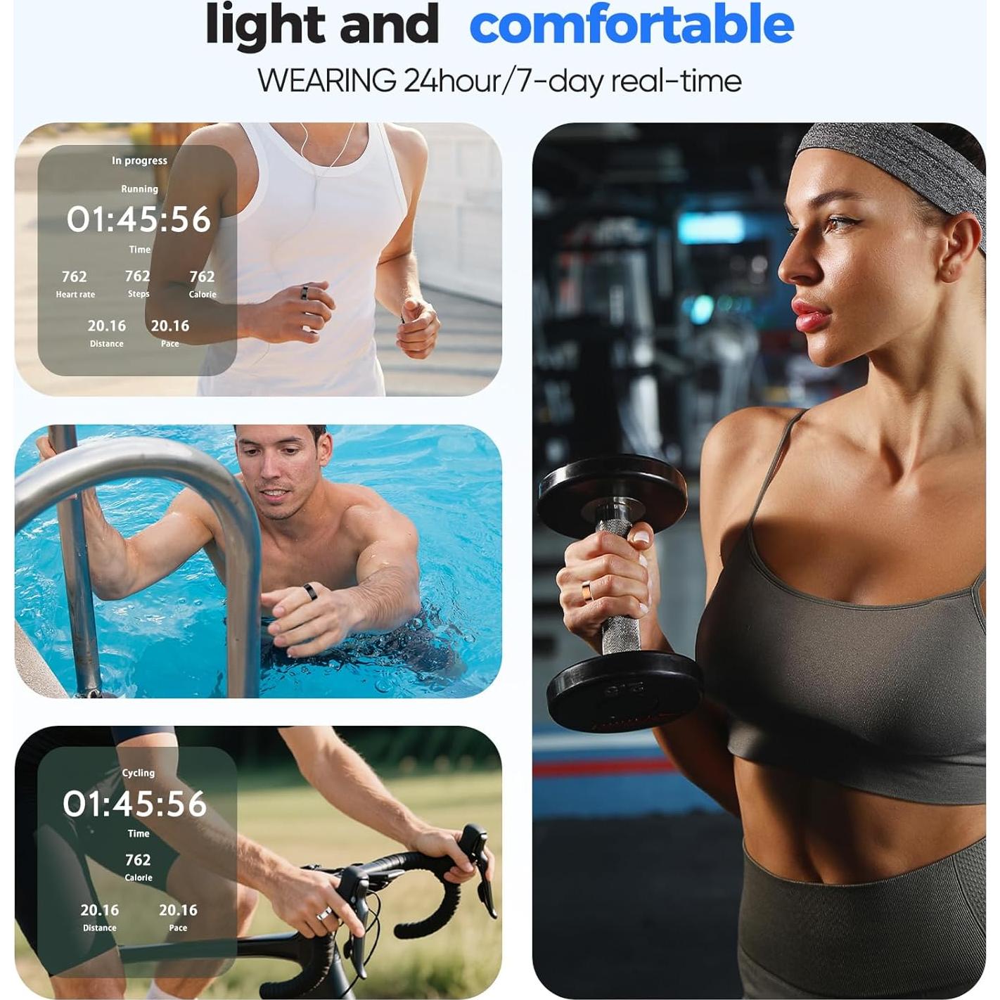 Anillo Inteligente BIEMHA Negro 9 - Monitoreo Sueño y Salud