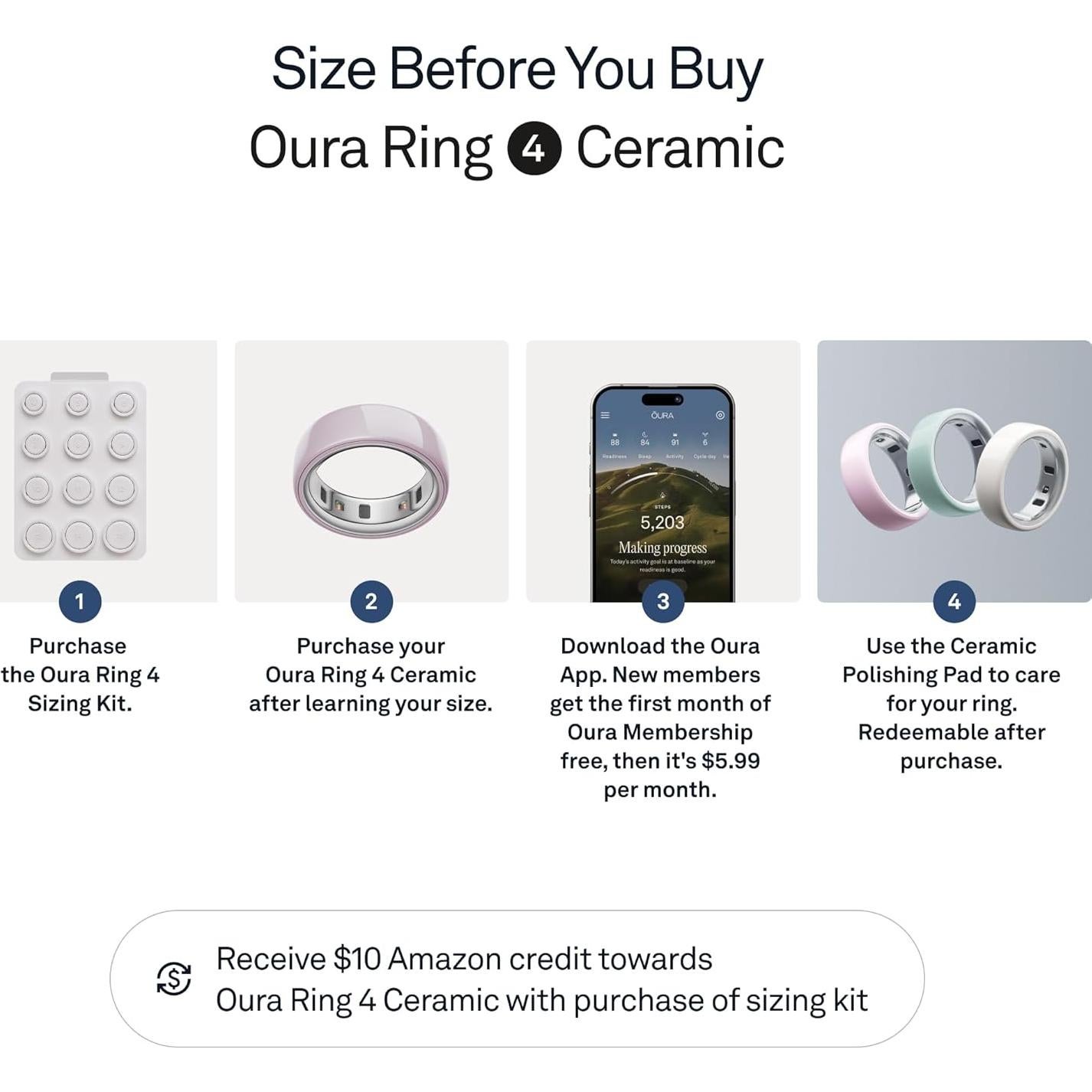 Anillo Oura 4 Cerámico Pétalo - Tamaño 7 - Salud y Actividad