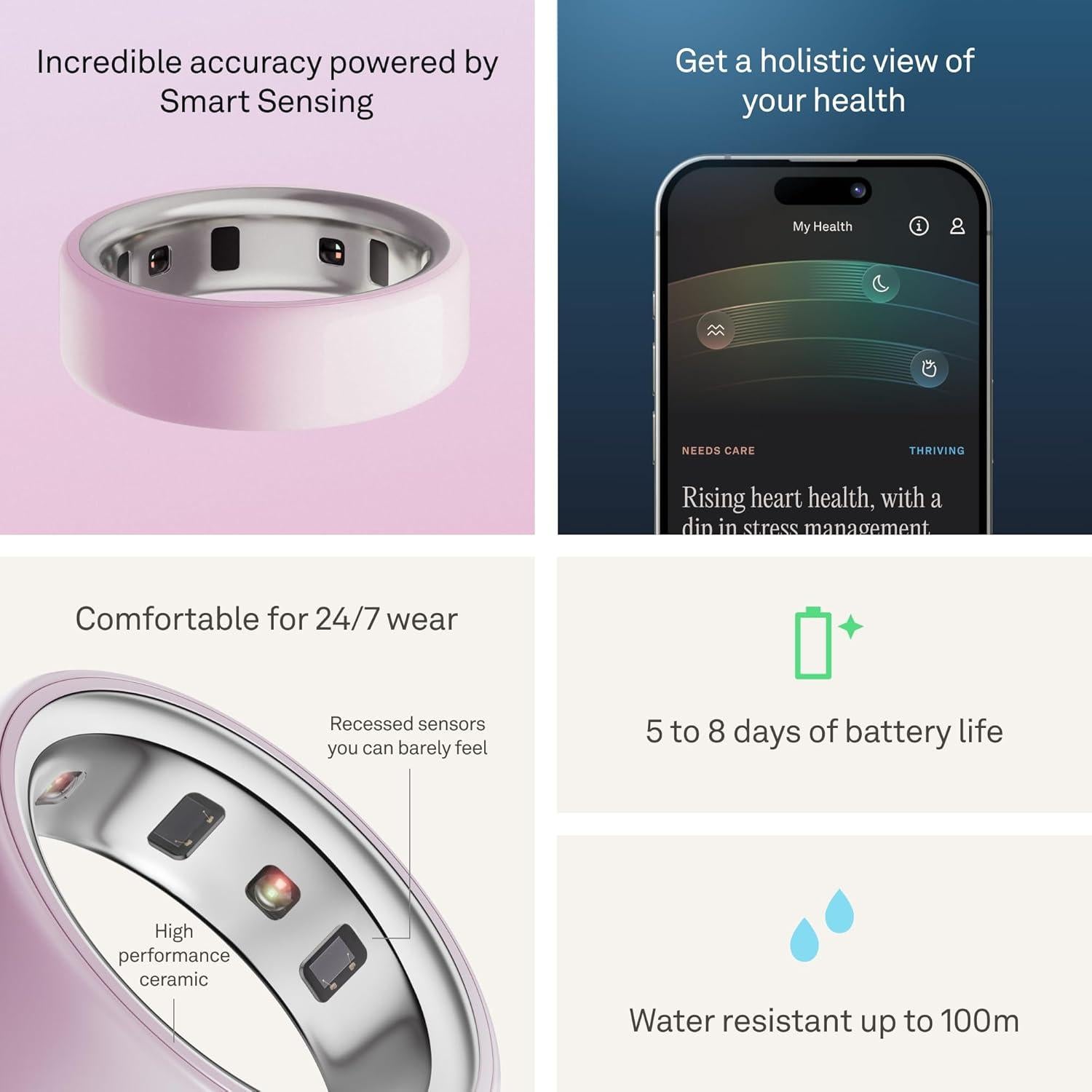 Anillo Oura 4 Cerámico Pétalo - Tamaño 7 - Salud y Actividad