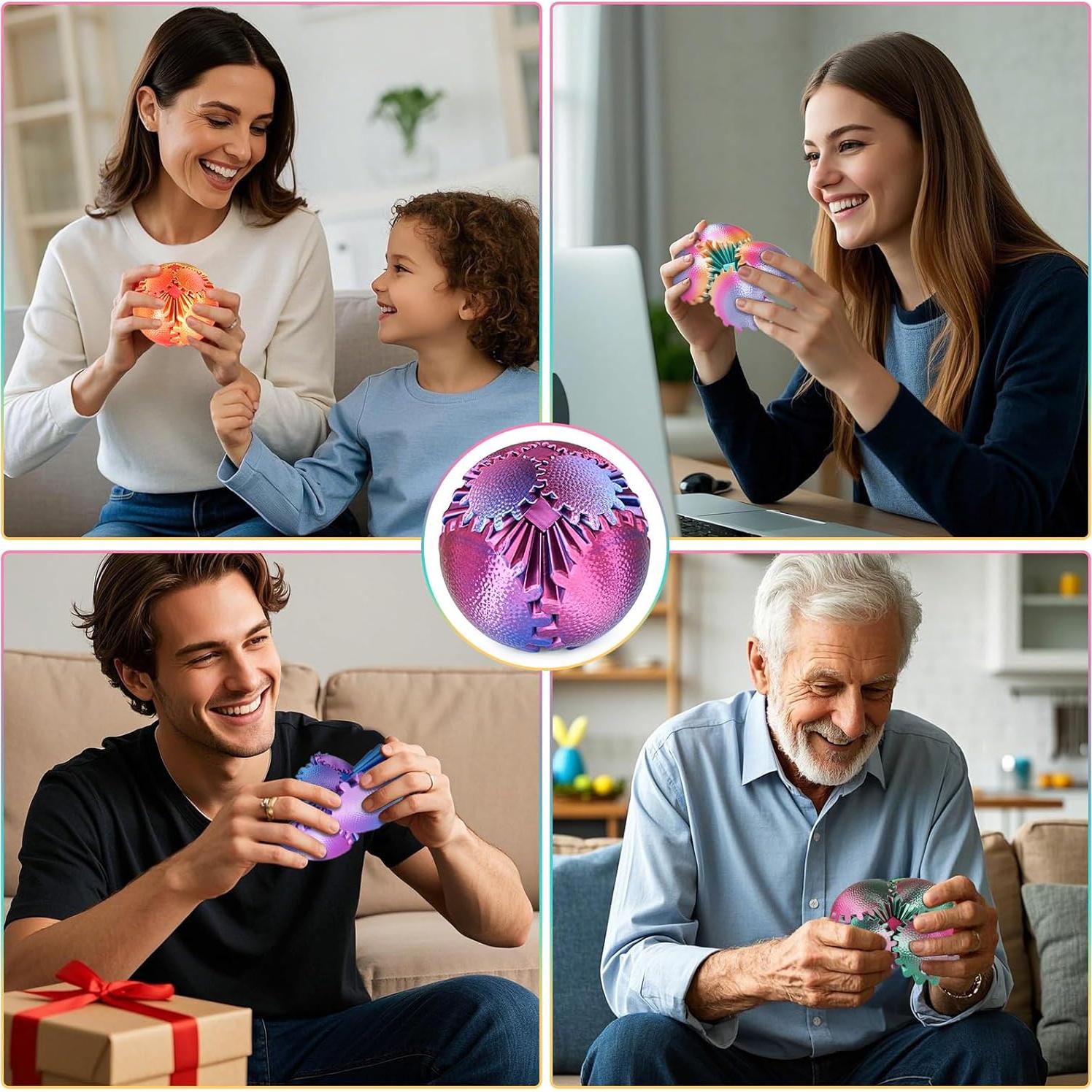 Esfera Antiestrés Gear Ball Fidget Olee Odee 6.35 cm Ombre Púrpura