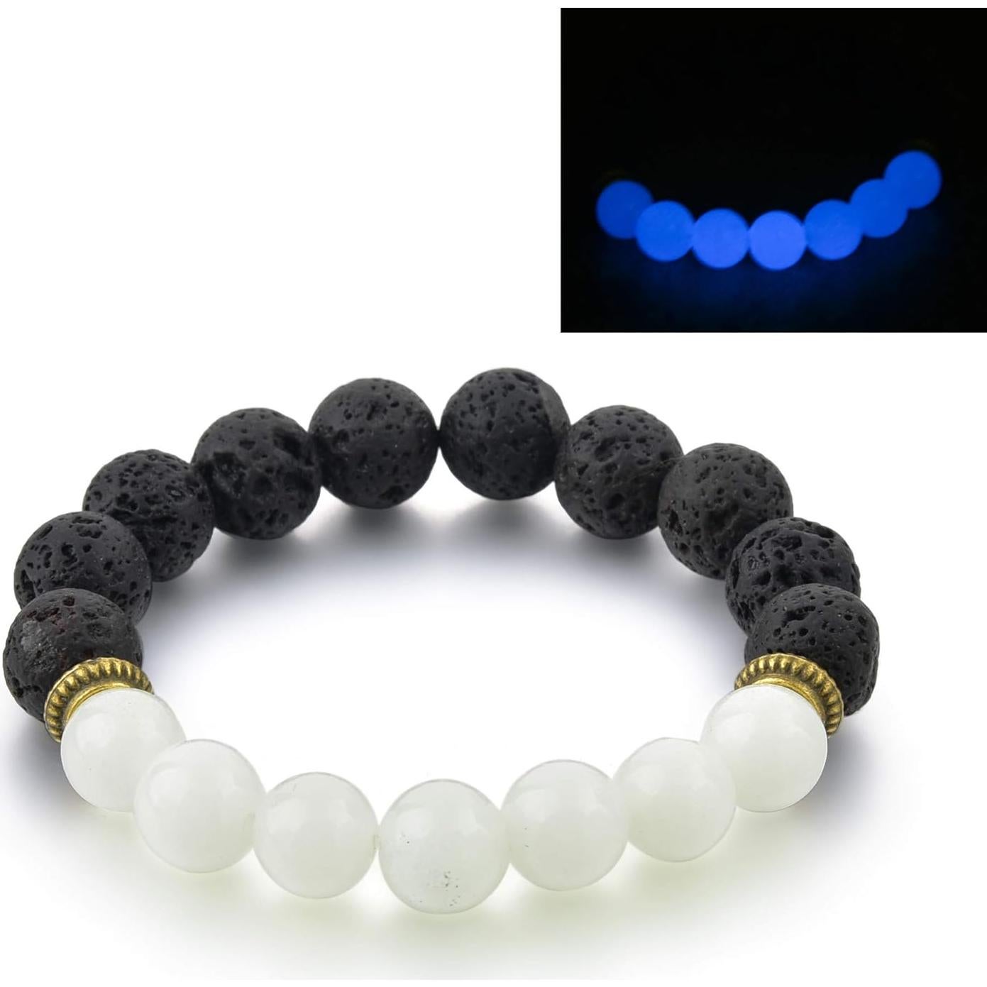 Pulsera de Lava y Piedra Azul Brillante Mystiqs - Unisex