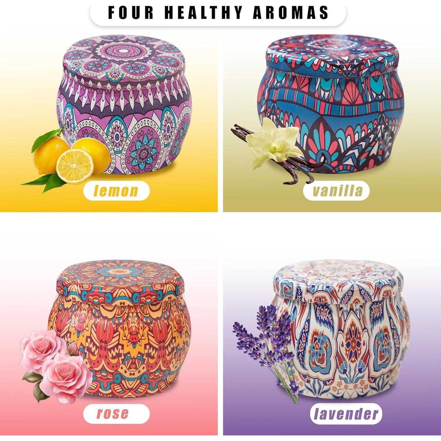 Juego de 4 Velas Aromáticas Topadorn - Cera de Soja 113g