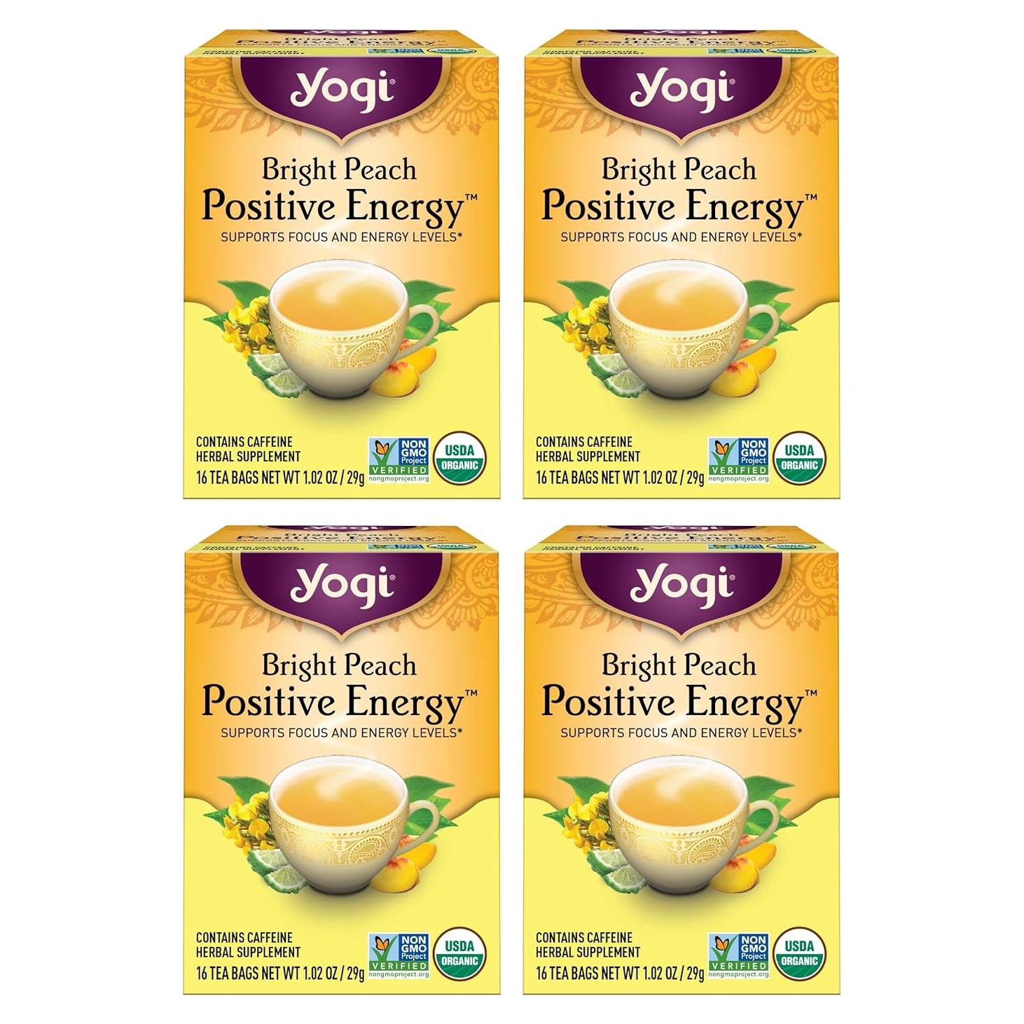 Té Orgánico Yogi Durazno Bergamota - 64 Bolsitas - Energía Positiva