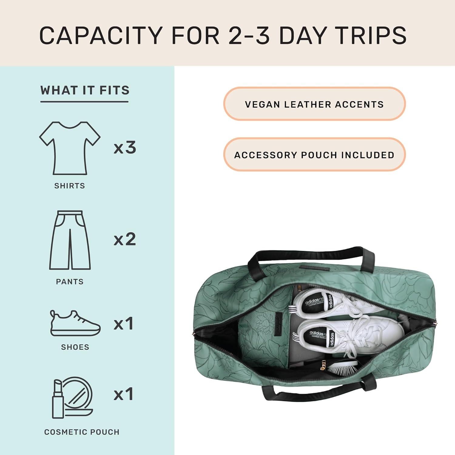 Bolso de Viaje Jadyn Luna 34L con Estuche Cosmético Flora Salvia