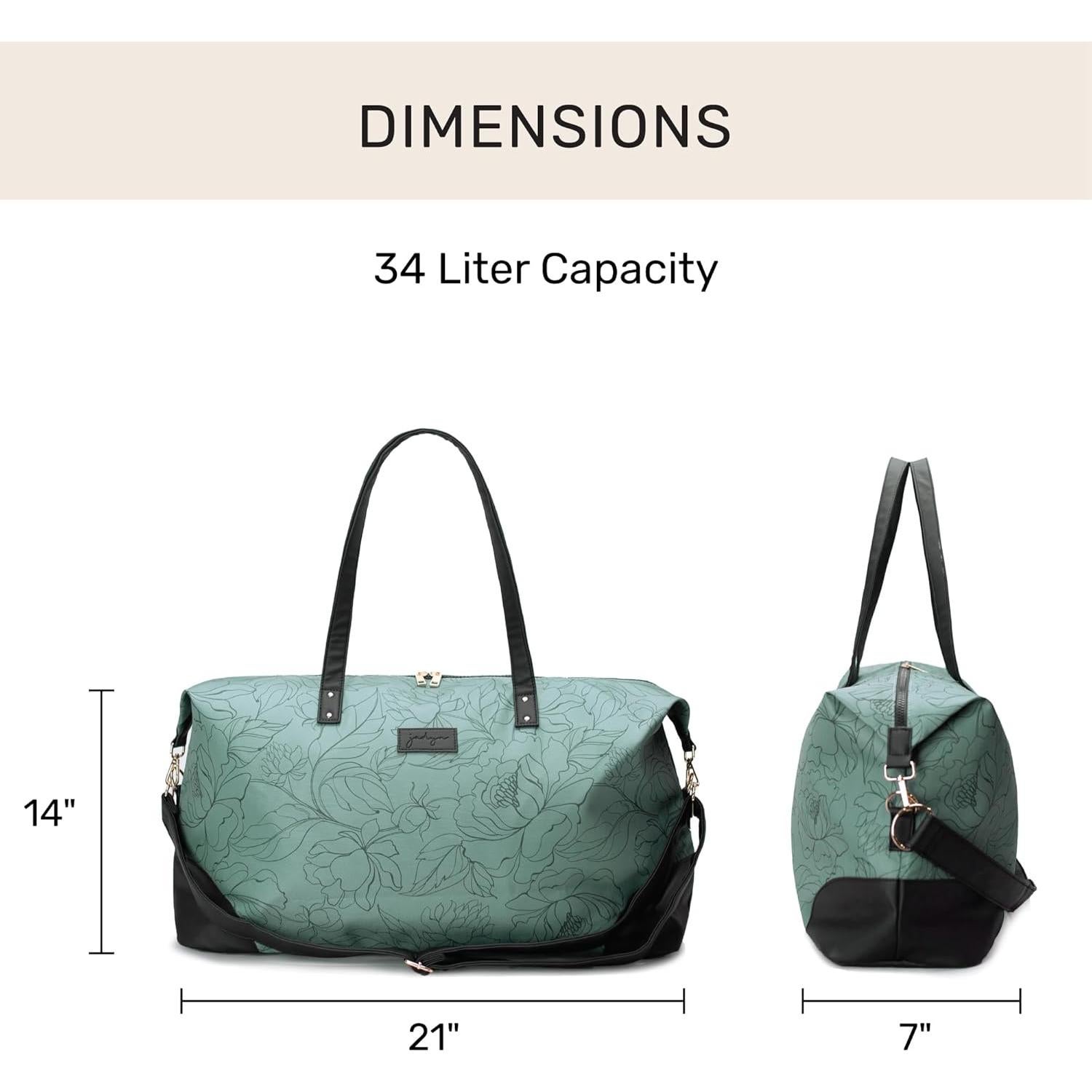 Bolso de Viaje Jadyn Luna 34L con Estuche Cosmético Flora Salvia