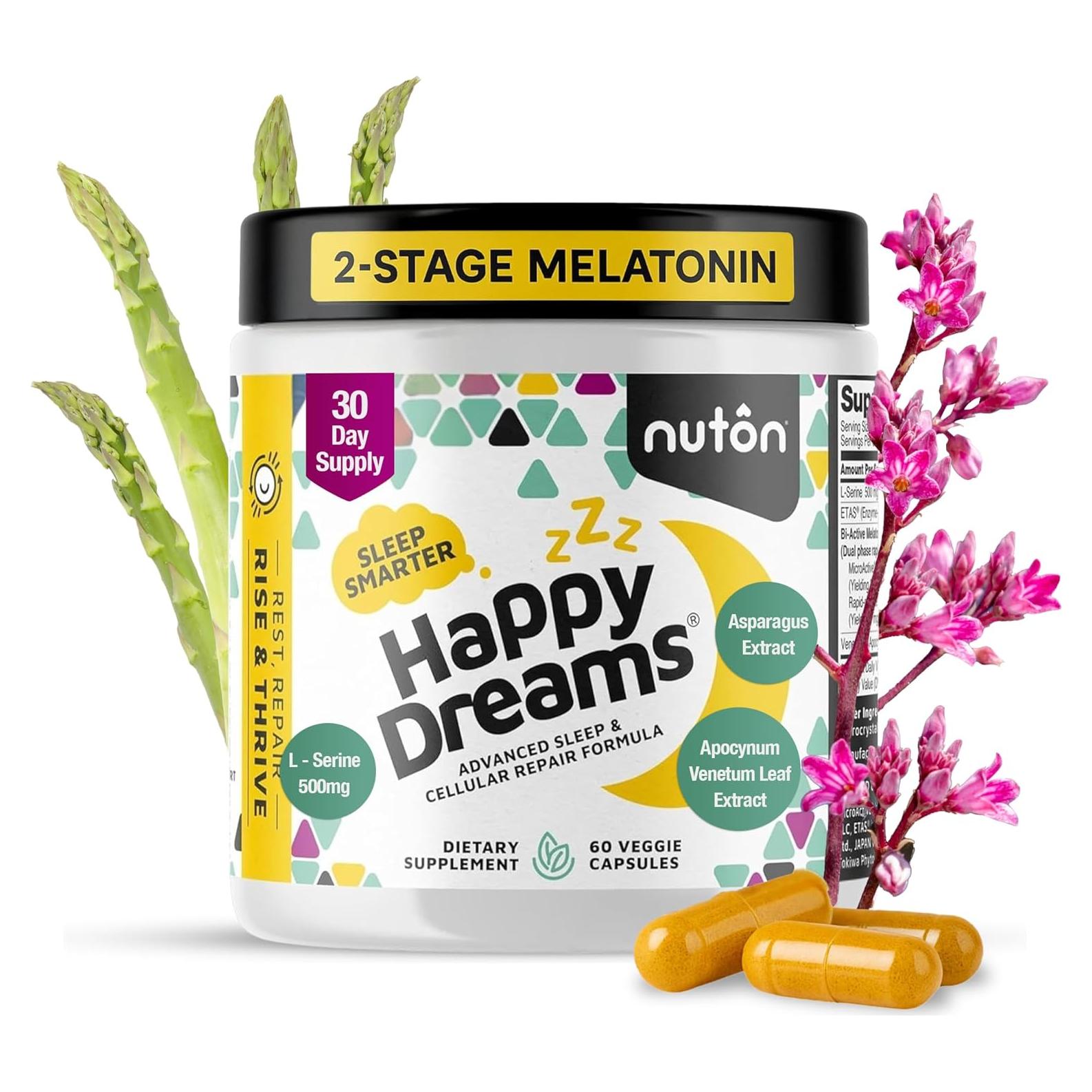 Suplemento Natural para Dormir Nuton Sueños Felices 60 Cápsulas