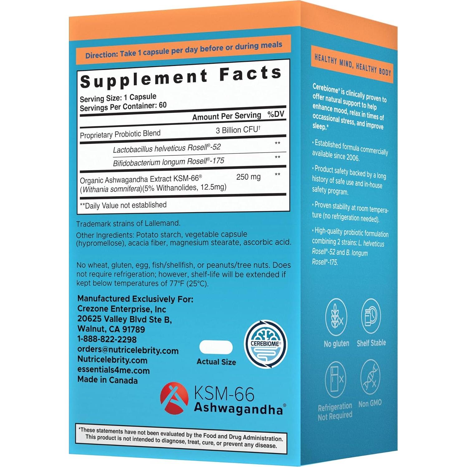 Suplemento Probiotico Nutricelebrity Alivio Estrés 60 Cápsulas