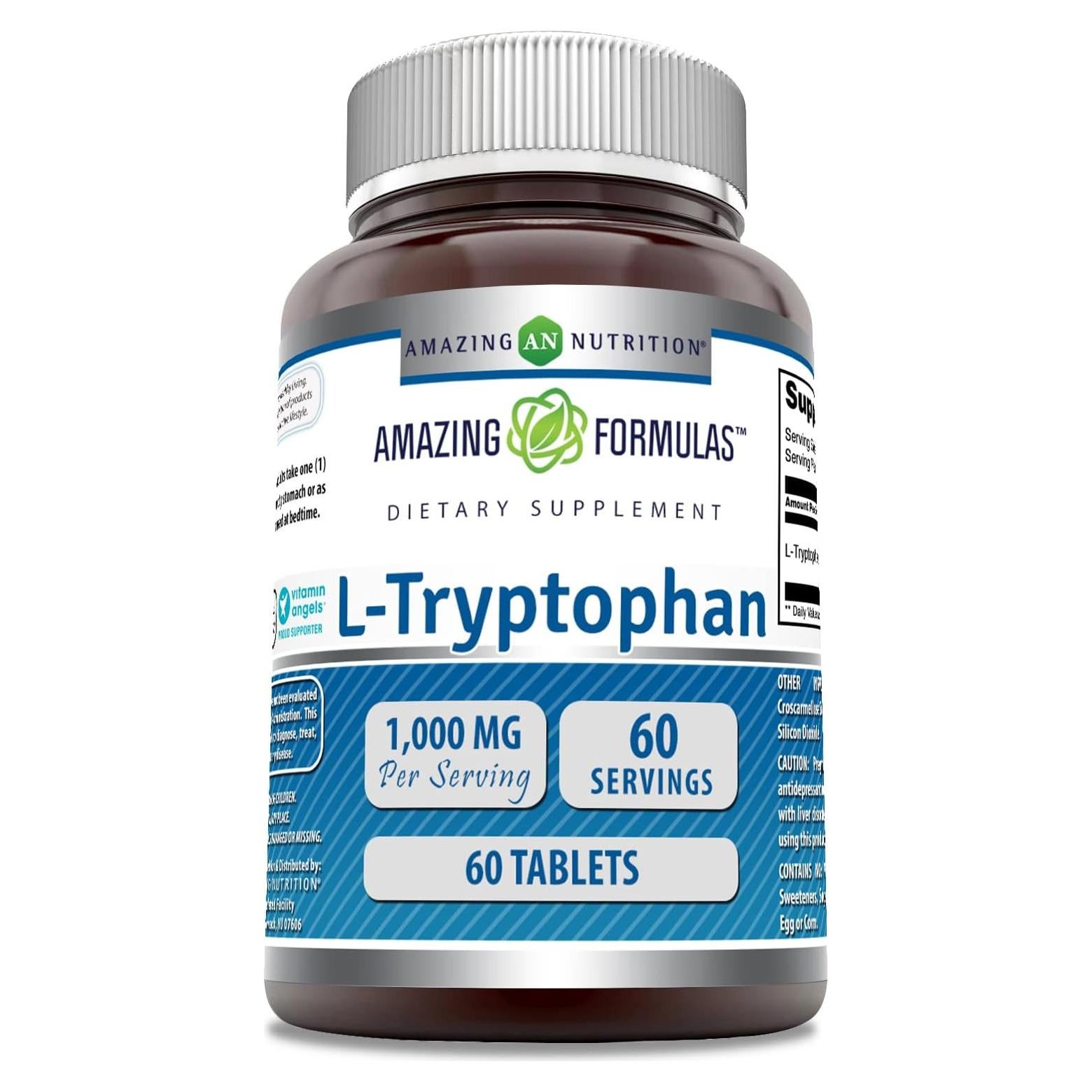 Suplemento L-Triptófano 1000mg Nutrición Asombrosa 60 Tabletas