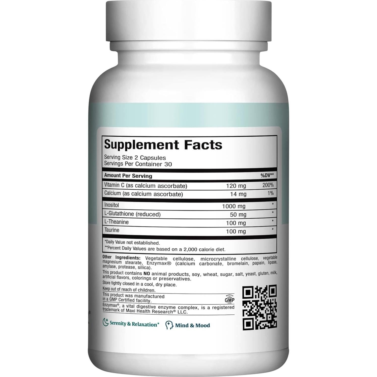 Suplemento Relajante Maxi Health 60 Cápsulas Vitamina C