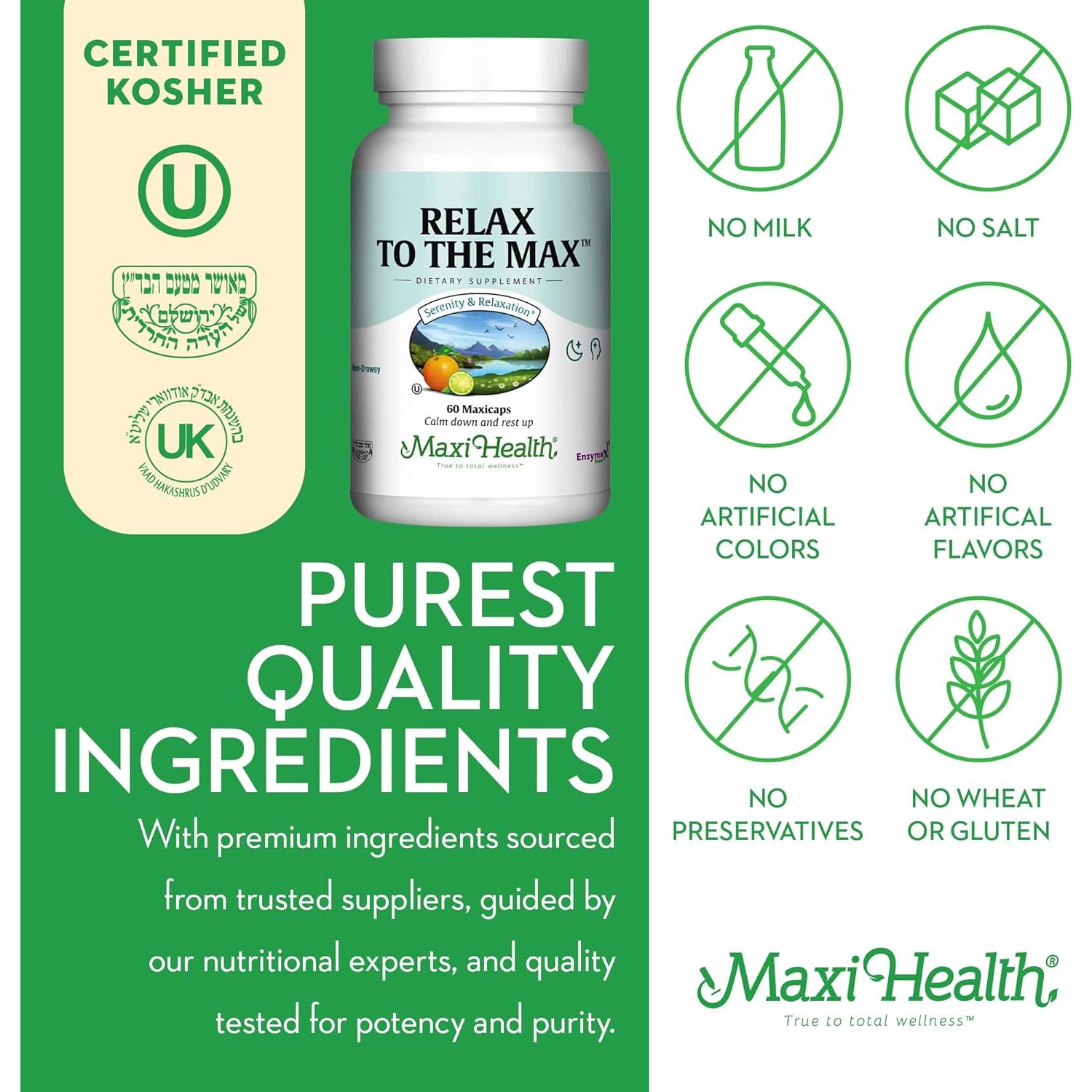 Suplemento Relajante Maxi Health 60 Cápsulas Vitamina C