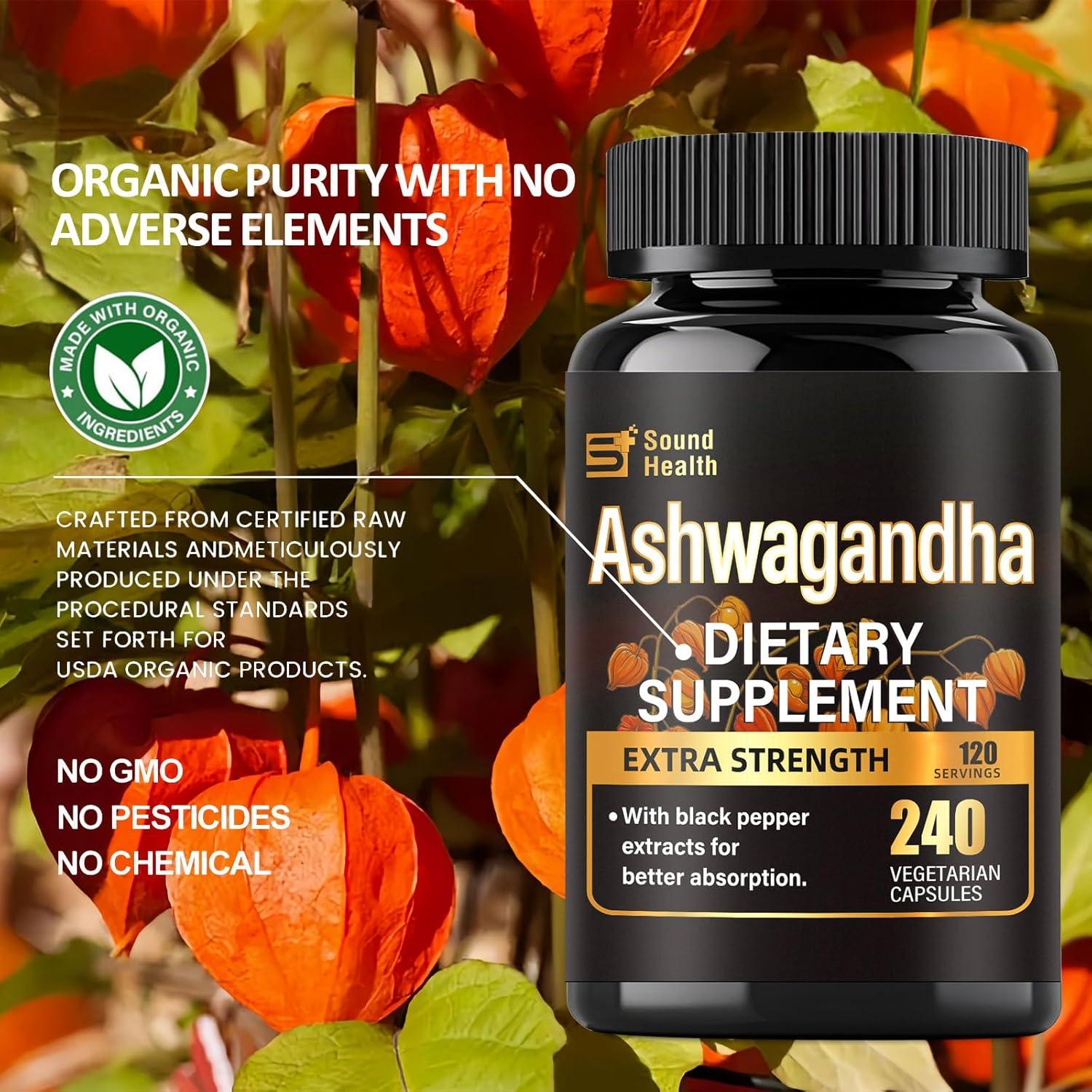 Cápsulas de Ashwagandha Orgánica SoundHealth 240 Unidades