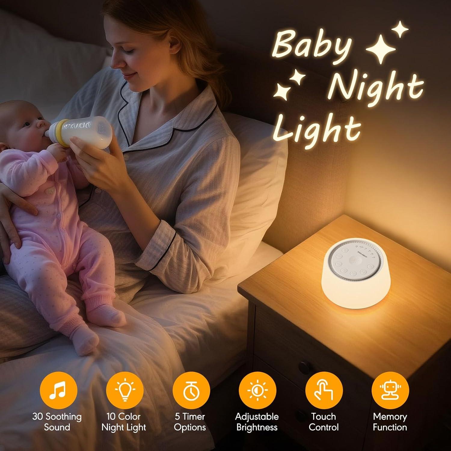 Máquina de Ruido Blanco SMILEBOP B69 con Luz Nocturna 30 Sonidos