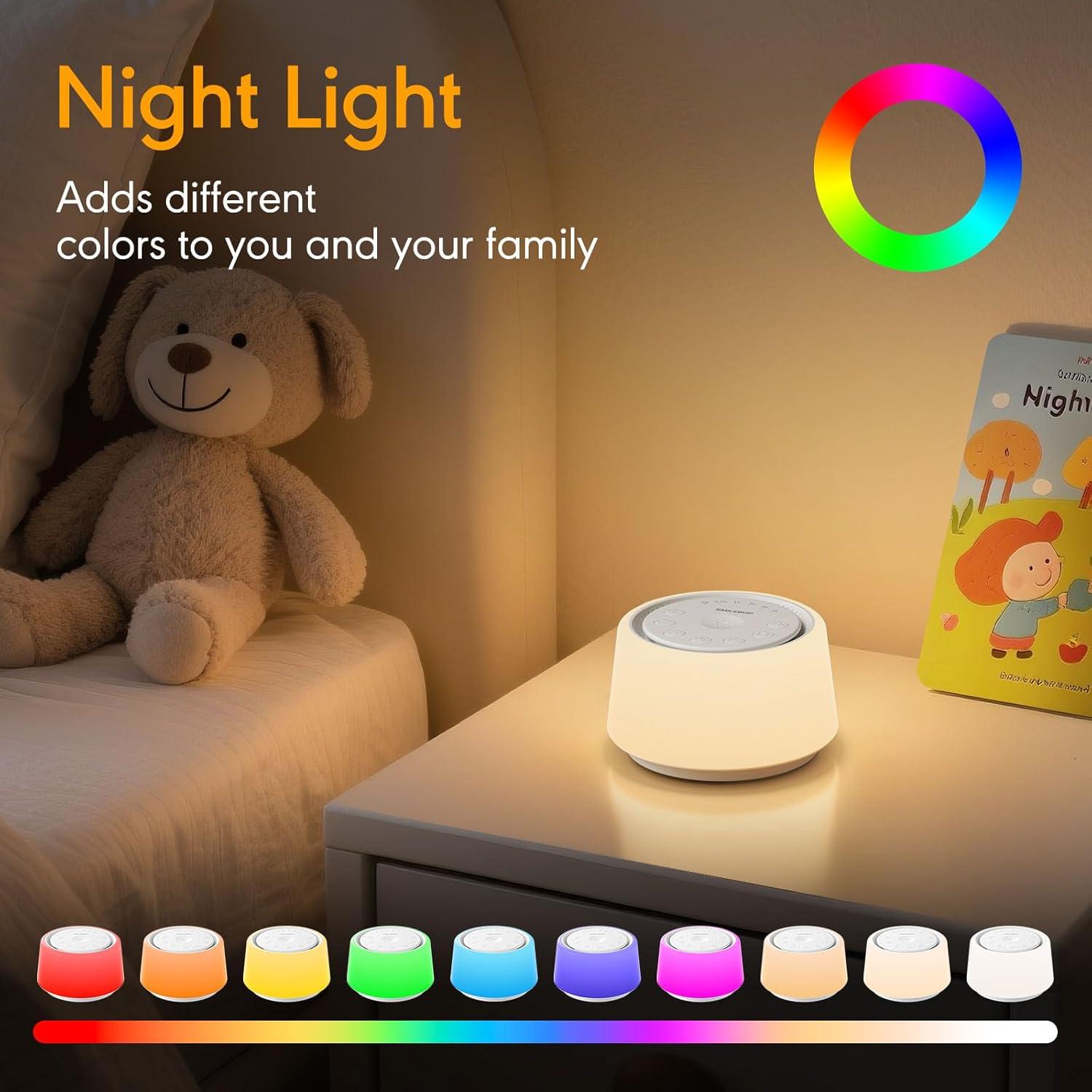 Máquina de Ruido Blanco SMILEBOP B69 con Luz Nocturna 30 Sonidos