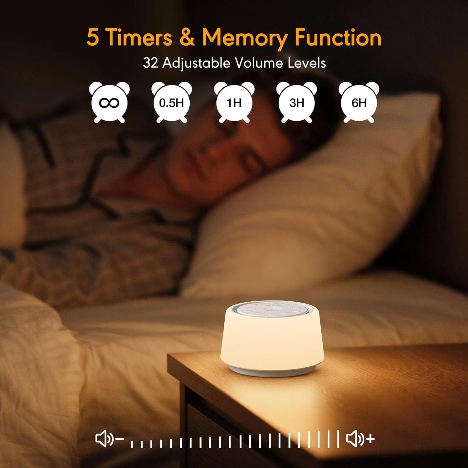 Máquina de Ruido Blanco SMILEBOP B69 con Luz Nocturna 30 Sonidos