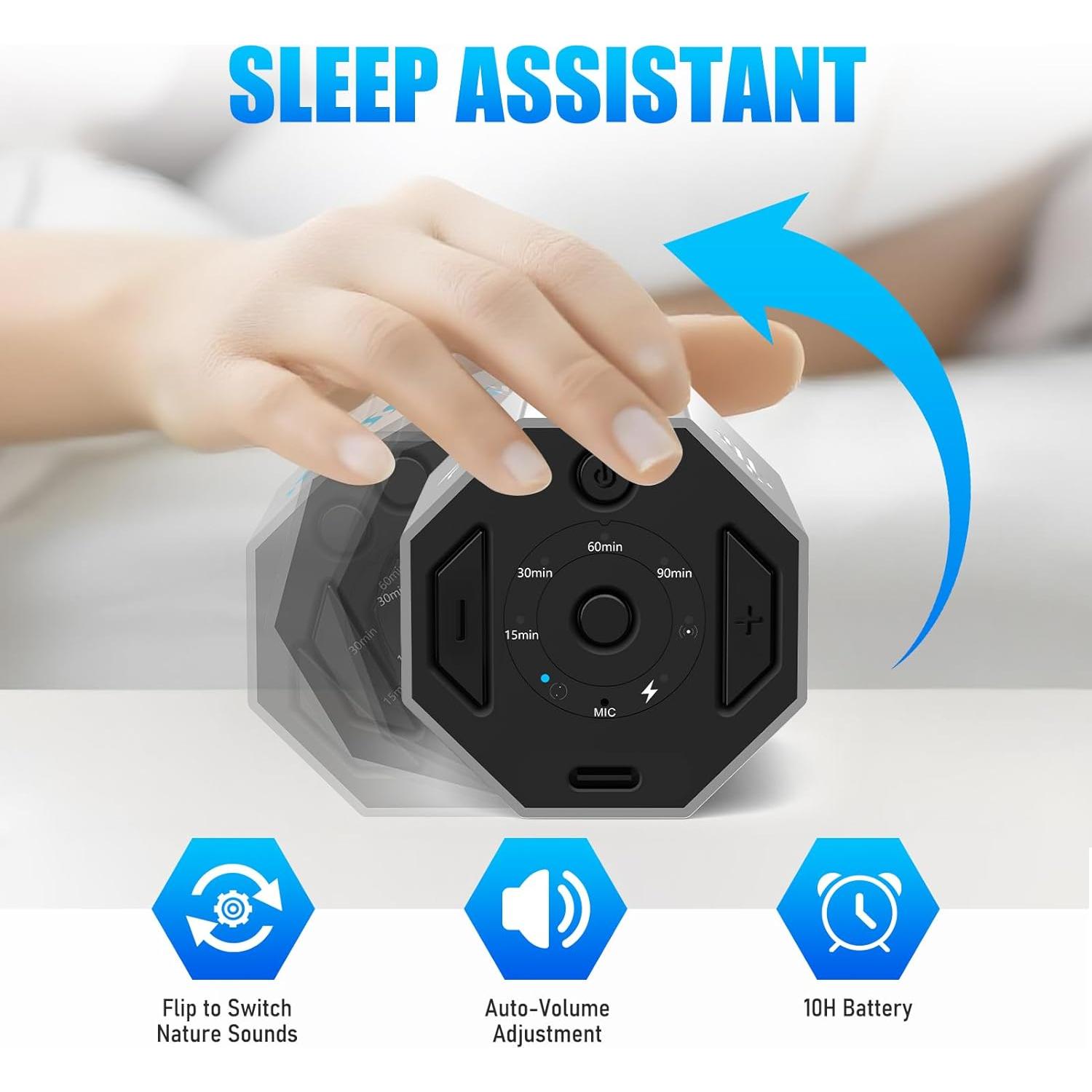 Máquina de Ruido Blanco Electronedge, 8 Sonidos Naturales, Portátil