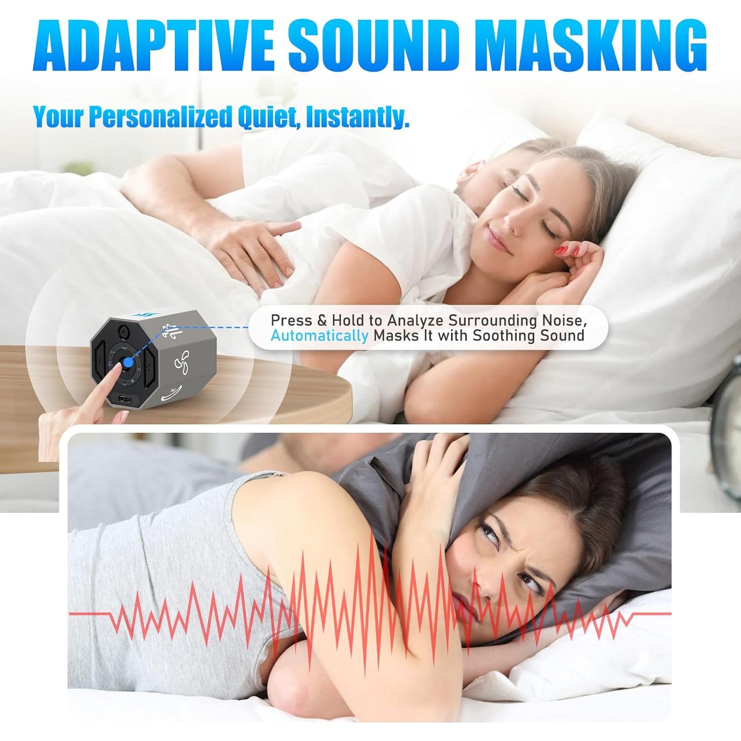 Máquina de Ruido Blanco Electronedge, 8 Sonidos Naturales, Portátil