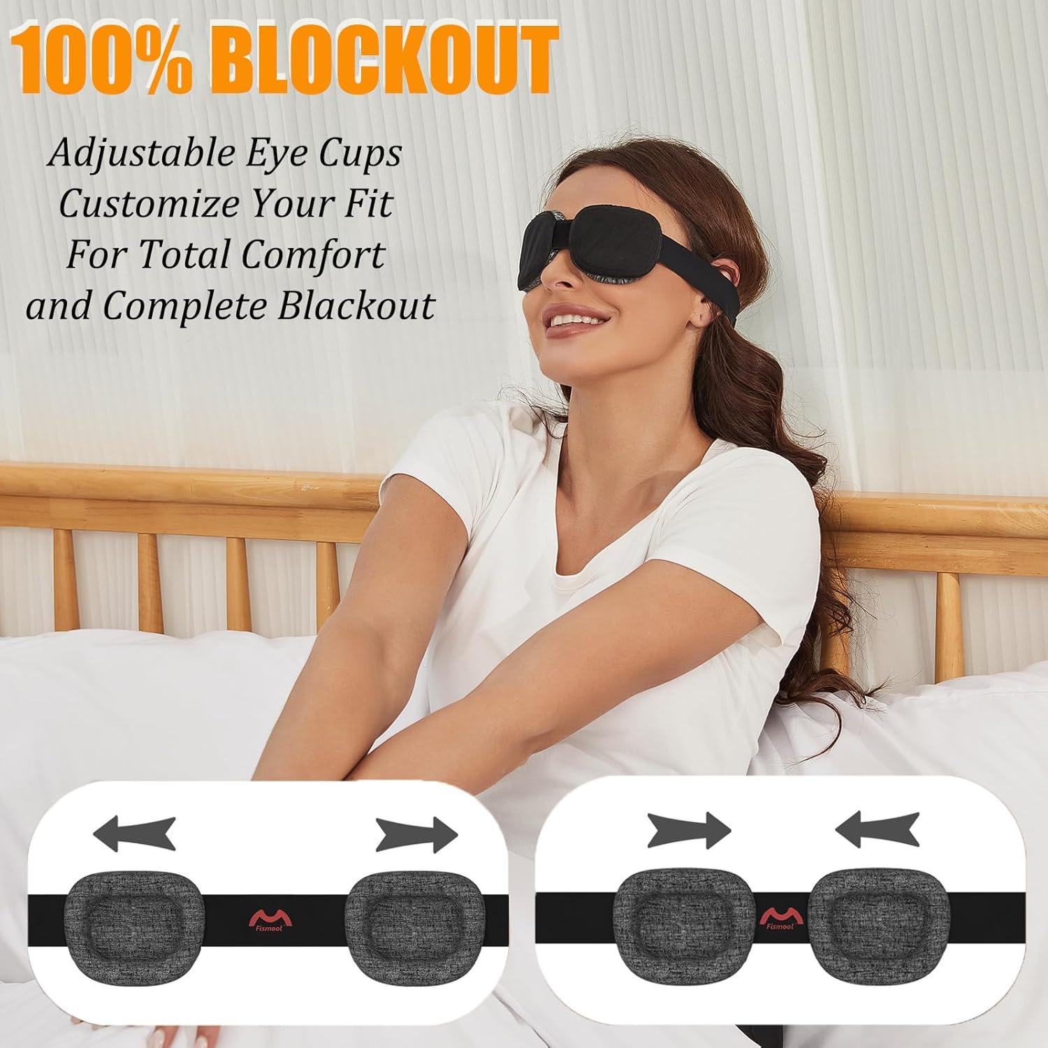 Máscara de Sueño Fismool 100% Opaca Ajustable Negra