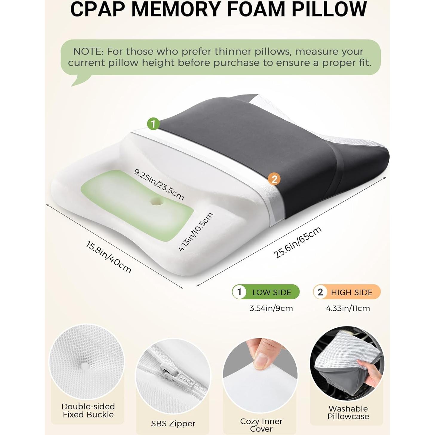 Almohada CPAP Ergonómica BAMHILL para Dormir de Lado 65x40cm